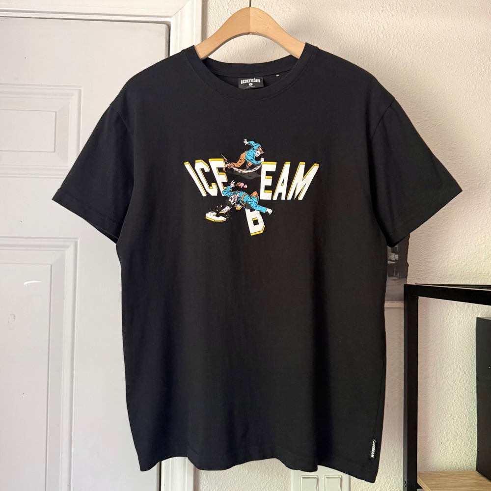ICE CREAM black logo graphic cotton crew neck short sleeve tee t-shirt